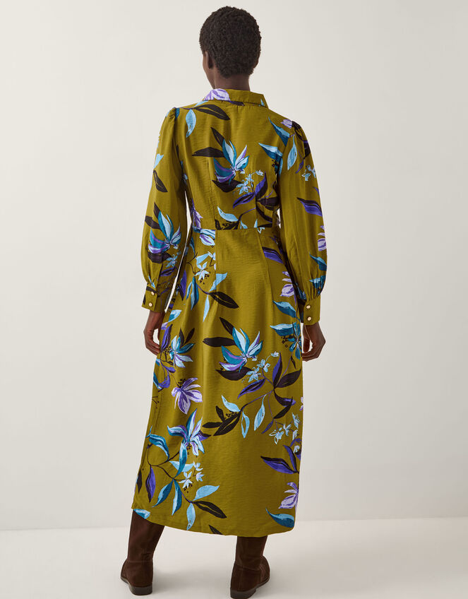 Sonya Floral Print Midi Dress, Green (KHAKI), large