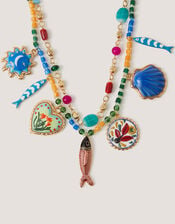 Fish Charm Bead Layered Necklace, , large