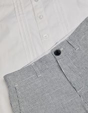 Pintuck Shirt and Stripe Shorts Set, Blue (BLUE), large