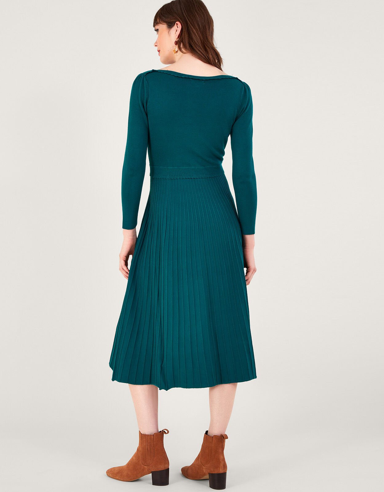 Warehouse pleated midi hot sale dress green