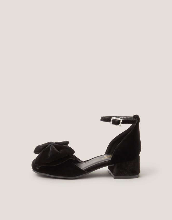 Velvet Bow Two-Part Heels, Black (BLACK), large