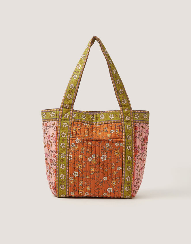 Ines Floral Patchwork Quilted Tote Bag, , large