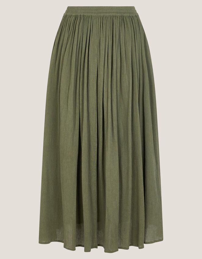Bethany Crinkle Midi Skirt, Green (KHAKI), large