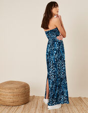 Animal Print Bandeau Dress, Blue (BLUE), large
