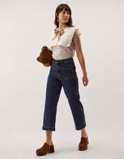 Lexi Sleeveless Embroidered Linen Blend Top, Ivory (IVORY), large