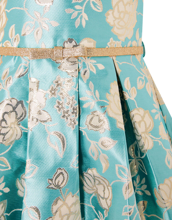 Rose Jacquard Dress, Blue (AQUA), large