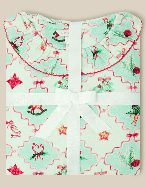 Christmas Patch Print Long Pyjamas Set, Green (GREEN), large