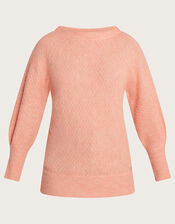 Supersoft Stitch Jumper with Recycled Polyester, Orange (PEACH), large