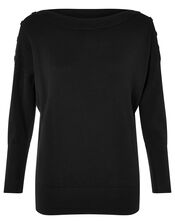 Patsy Popper Knit Jumper with LENZING™ ECOVERO™, Black (BLACK), large