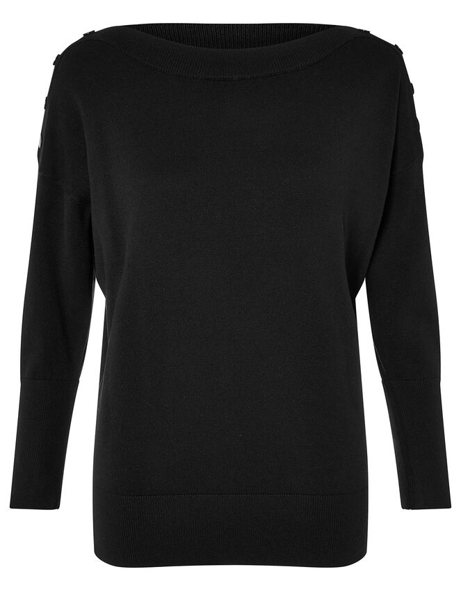 Patsy Popper Knit Jumper with LENZING™ ECOVERO™, Black (BLACK), large