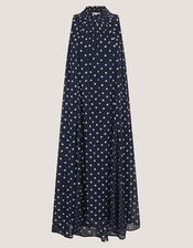 Yaz Sleeveless Polka Dot Midi Dress, Blue (NAVY), large