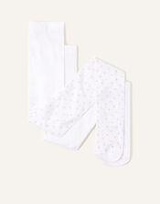 Glitter Heart Tights Set of Two, Multi (MULTI), large