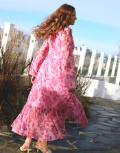 Crās Debbie Floral Mesh Wrap Dress, Pink (PINK), large