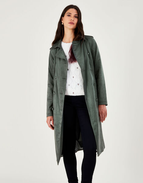 Sara Suedette Belted Mac Green, Green (GREEN), large