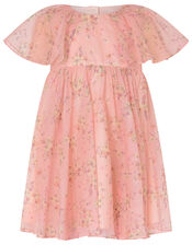 Baby Floral Pleated Chiffon Dress, Pink (PALE PINK), large