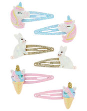 Unicorn, Bunny and Ice Cream Hair Clip Set, , large