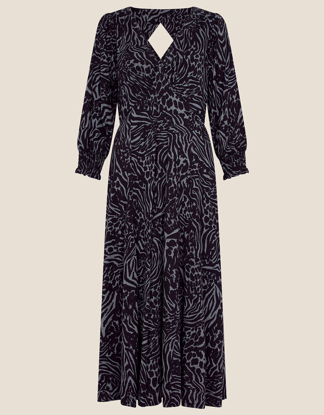 Mixed Animal Print Jersey Dress, Grey (CHARCOAL), large