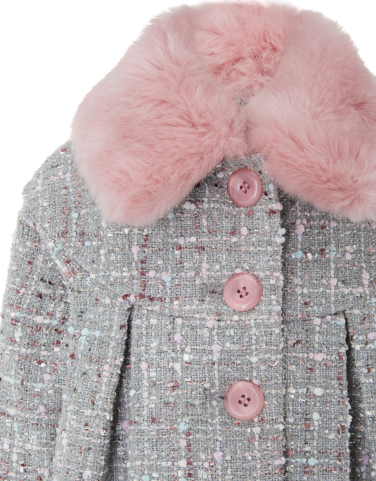 Baby Sparkle Tweed Coat Grey