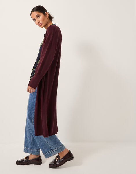 Mel Longline Cardigan, Red (BERRY), large