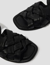Pip Woven Leather Sandals, Black (BLACK), large