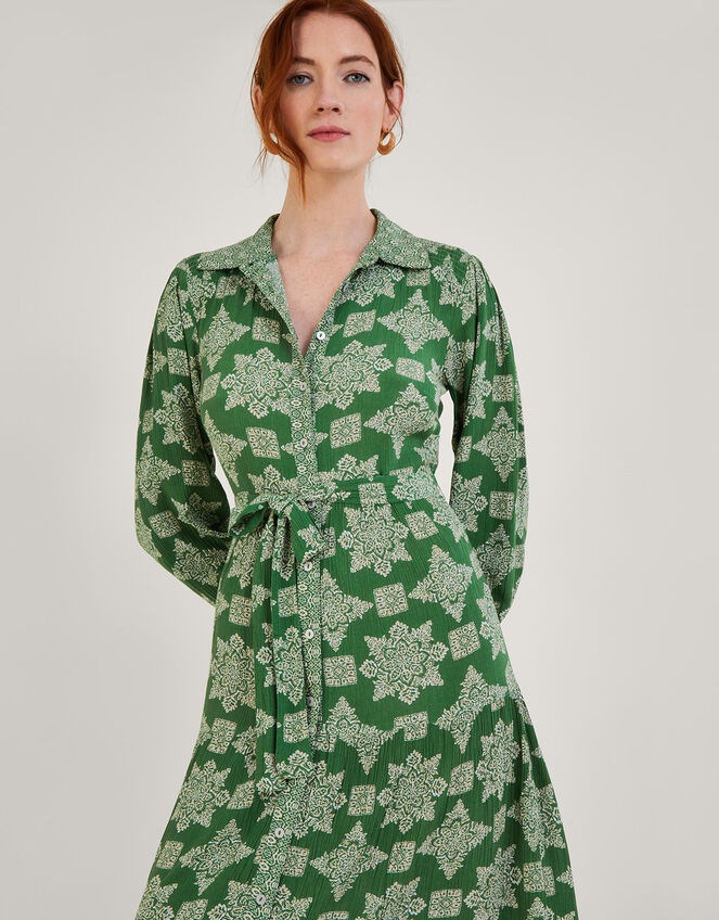 Fernanda Geometric Print Midi Dress in LENZING™ ECOVERO™, Green (GREEN), large