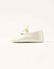 Heart Embroidered Patent Booties, Ivory (IVORY), large