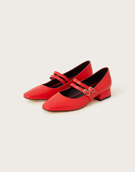 Double Strap Mary Jane Shoes, Red (RED), large