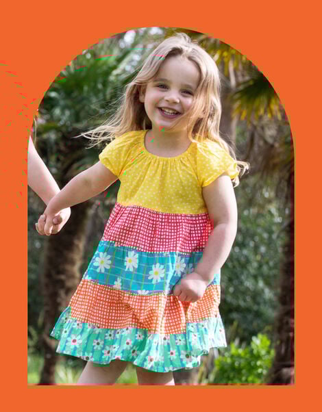 Frugi Dorothy Print Tiered Swing Dress, Multi (MULTI), large