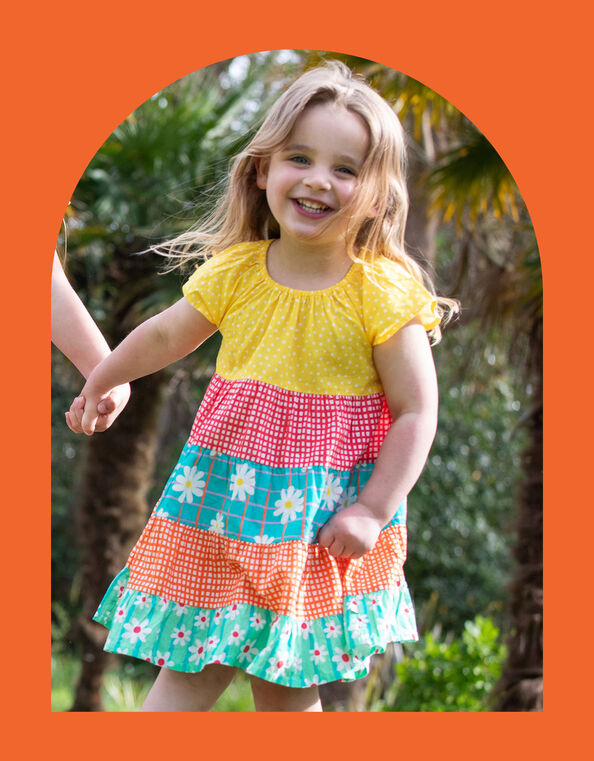 Frugi Dorothy Print Tiered Swing Dress, Multi (MULTI), large