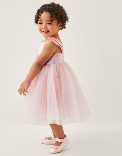 Baby Angel Wing Sleeve Tulle Dress, Pink (PALE PINK), large