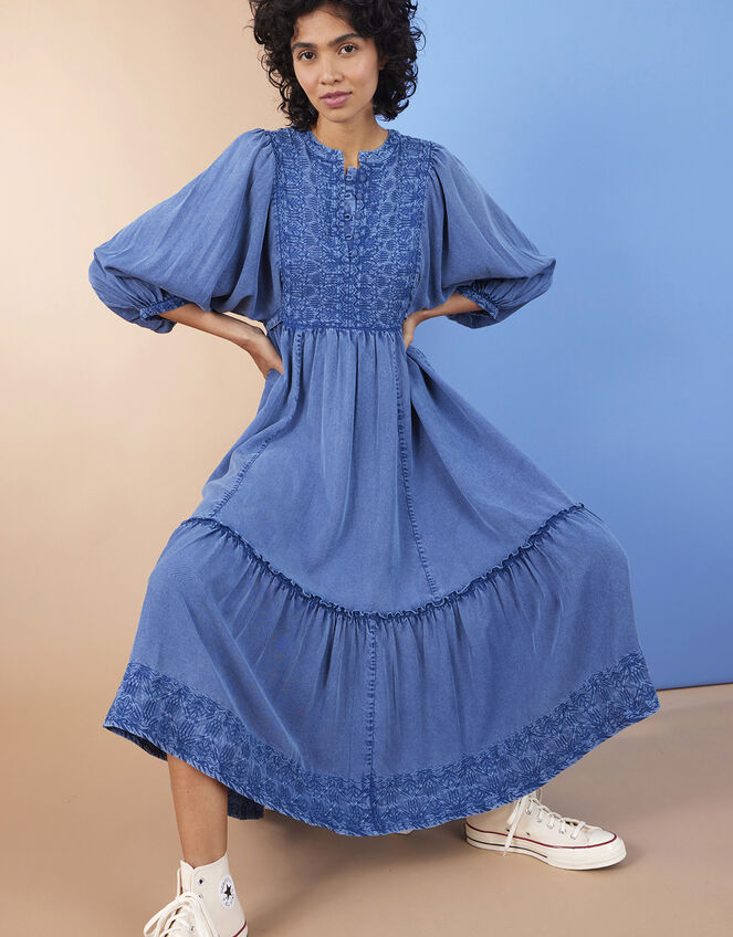 East Cinzia Tiered Denim Dress, Blue (DENIM BLUE), large