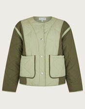 Lulu Quilted Two-Tone Jacket, Green (KHAKI), large