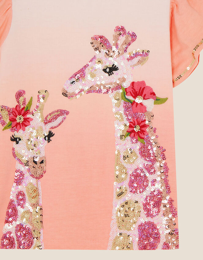 Sequin Giraffe Top, Orange (CORAL), large