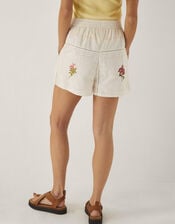 Luna Floral Embroidered Shorts, White (WHITE), large