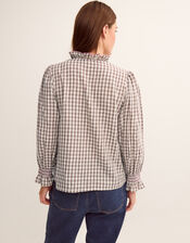 Marlo Check Blouse, Brown (BROWN), large