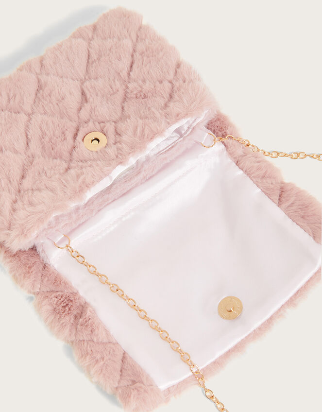 Fluffy Quilted Muffler Satchel Bag, , large