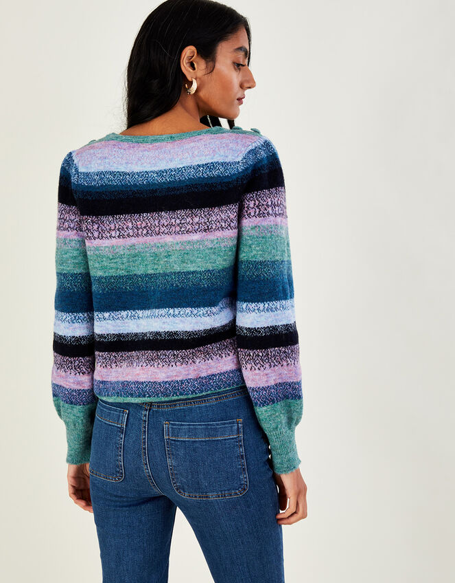 Ombre Stripe Jumper with Recycled Polyester, Green (GREEN), large