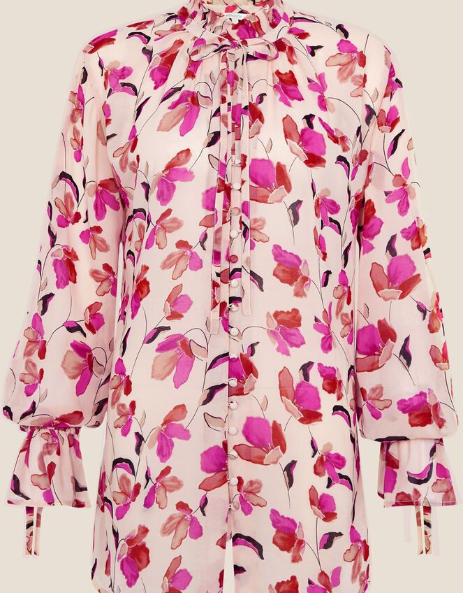 Honey Floral Print Blouse in Sustainable Viscose, Ivory (IVORY), large