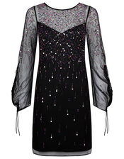 Henrietta Heart Sequin Tunic Dress, Black (BLACK), large