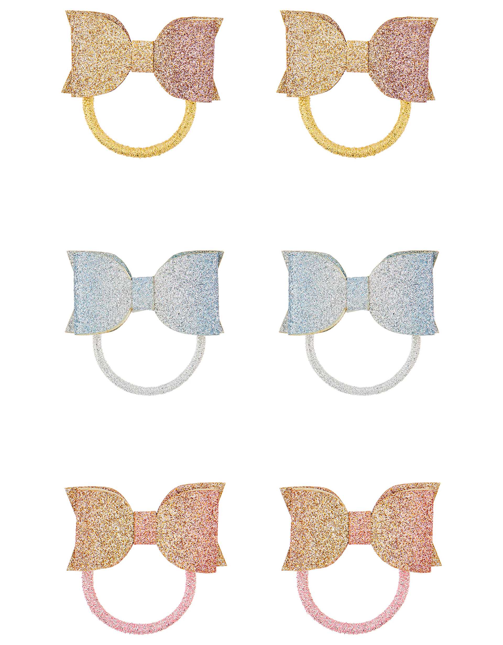6 Metallic Bow Hair Bands, , large