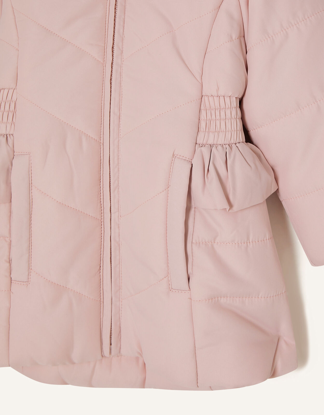 Baby Frill Shirred Waist Padded Coat Pink