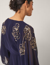 Skyla Floral Embellished Maxi Wrap Dress, Blue (NAVY), large