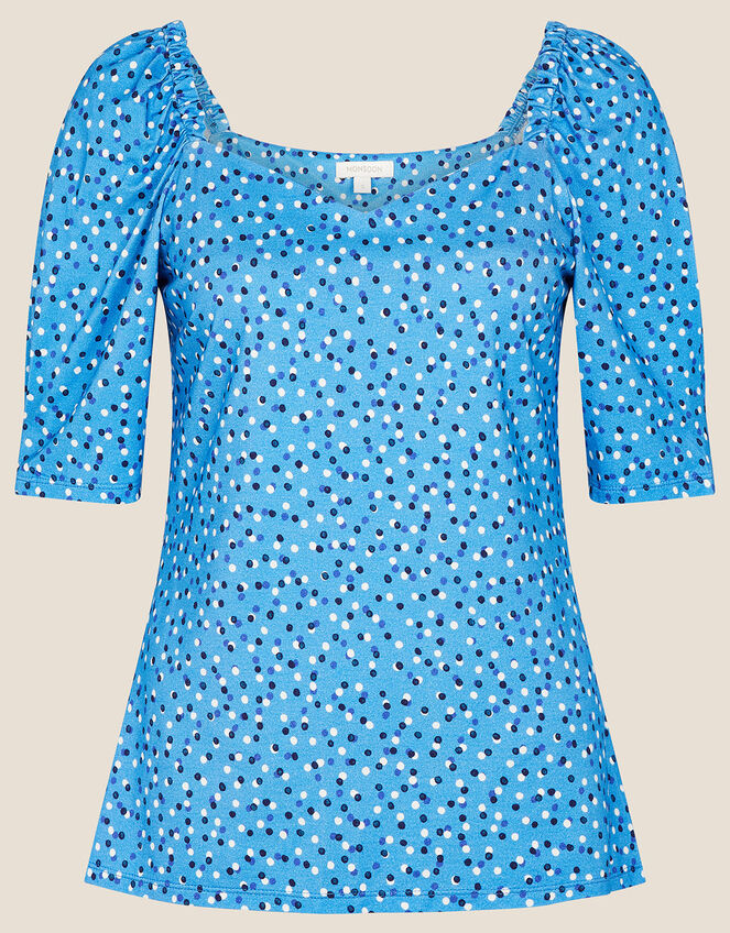 Billy Spot Print Jersey Top, Blue (BLUE), large