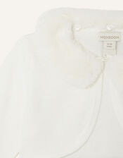 Baby Fluffy Collar Super-Soft Cardigan, Ivory (IVORY), large