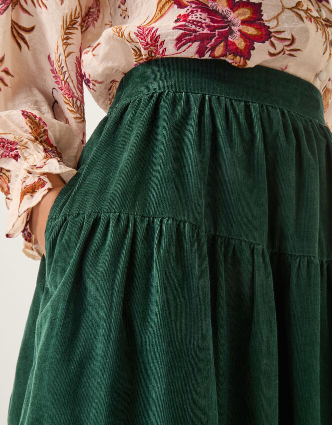 Mina Corduroy Midi Skirt, Green (DARK GREEN), large