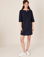 Scarlett Spot Print Tunic Dress, Blue (NAVY), large