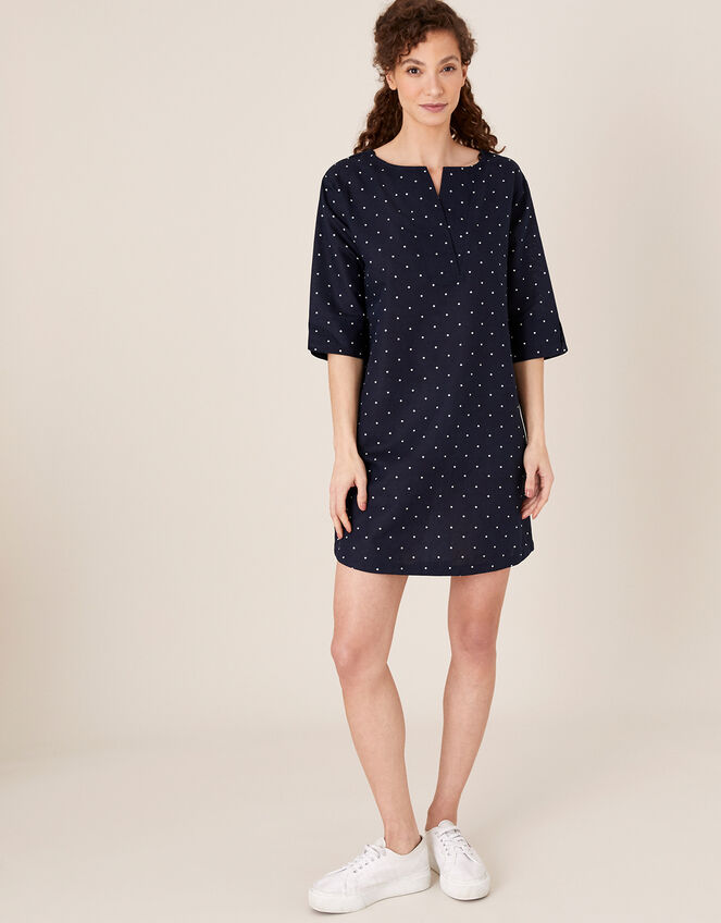 Scarlett Spot Print Tunic Dress, Blue (NAVY), large