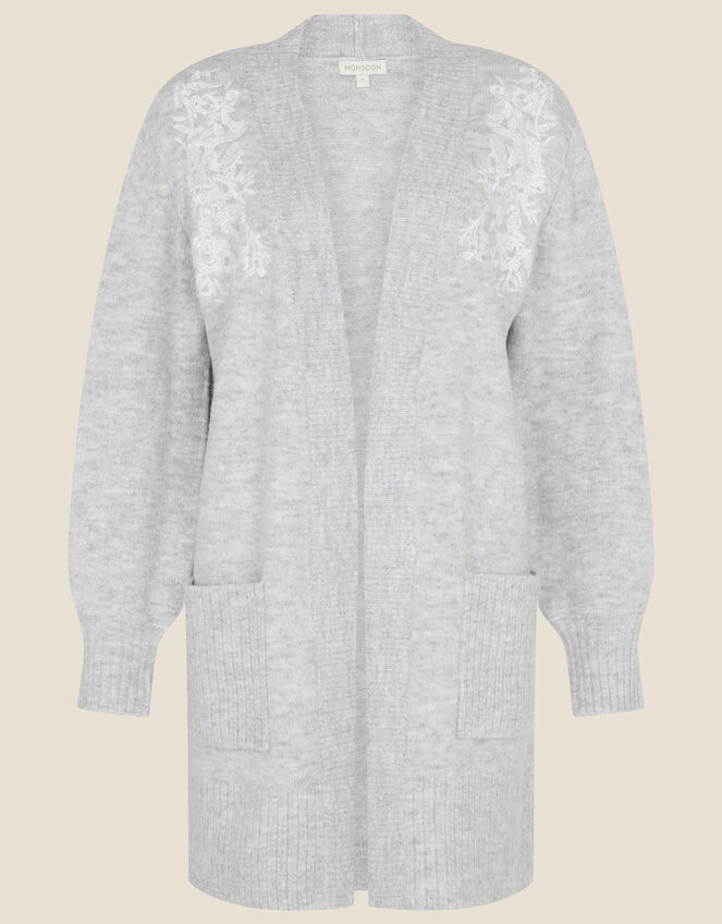 Isabella Embroidered Cosy Cardigan Grey | Cardigans | Monsoon Global.