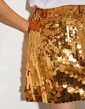 Shonda Sequin Mini Skirt, Gold (GOLD), large