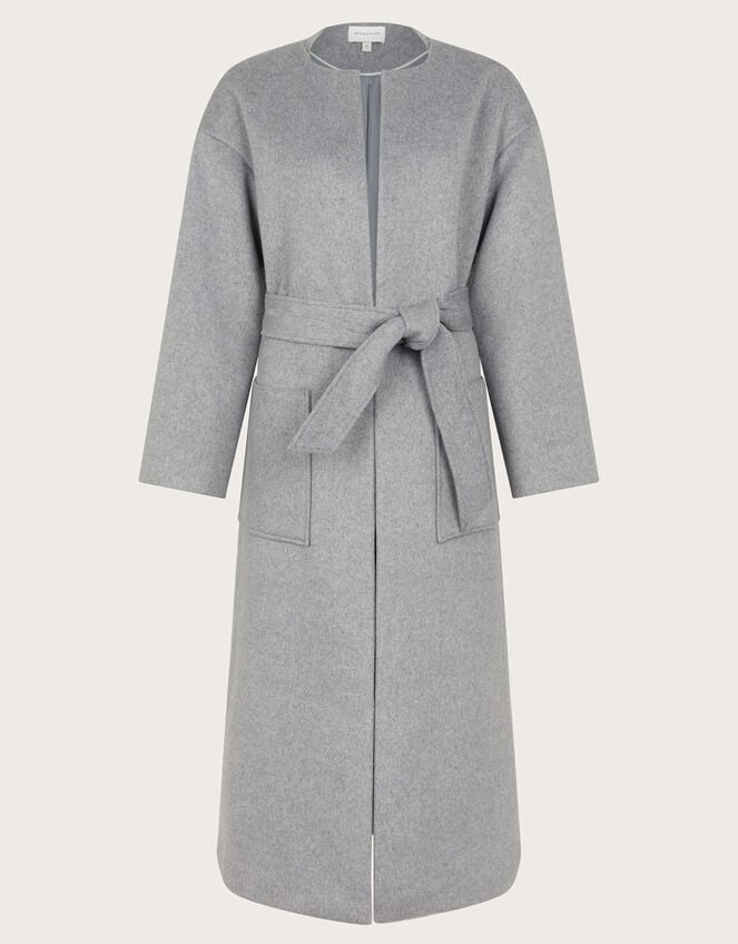 Cassie Long Belted Coat, Grey (GREY), large